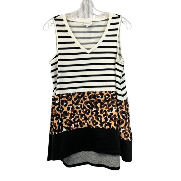 LuLaRoe V-Neck Sleeveless Mixed Print Top Multicolor Size XS - Picture 1 of 8